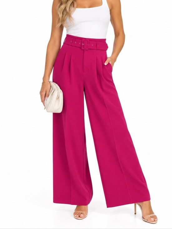 Choosy Pants - Hot Pink Wide Leg Belted High Rise Preppy Pant Size 10 NWT